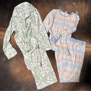 Jessica Simpson Pajama Set Girls Size 8/12 Floral Button Top/Blue snowflake
